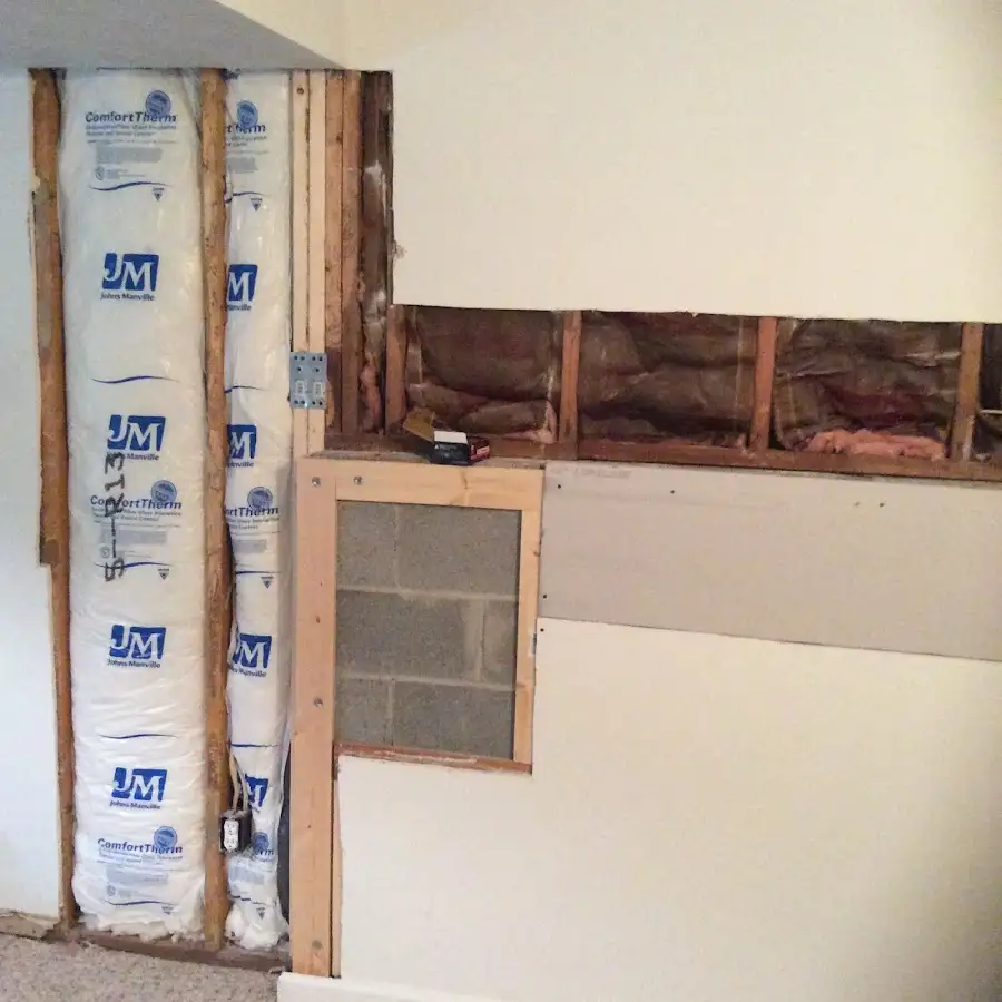 Wall insulation replacement during Basement Flood Cleanup in Marlboro Village